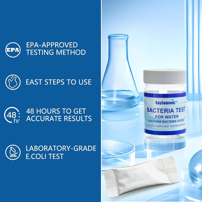 SaySummer Drinking Water Bacteria Test Kit: 4 Tests Detecting Coliform E coli Bacteria - at Home Well Water Testing Kits for Drinking Water Pool Hot Tub Aquarium and More - Image 2